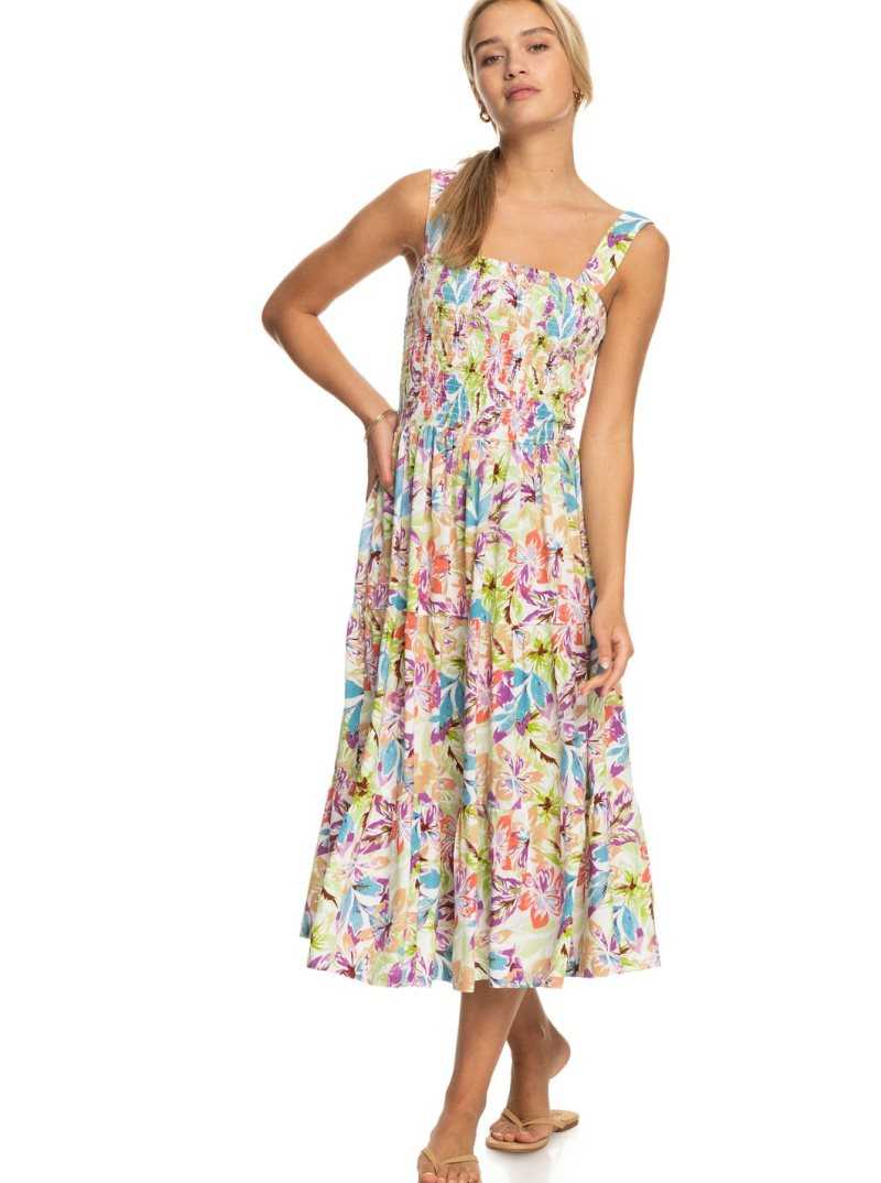 Peignoir Roxy Honeymoon Avenue Printed Midi Femme Blanche | 305912MPG