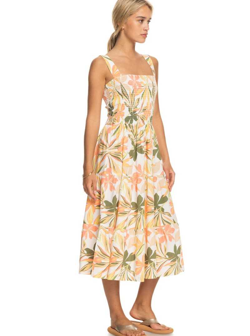 Peignoir Roxy Honeymoon Avenue Printed Midi Femme Blanche | 320615ATX