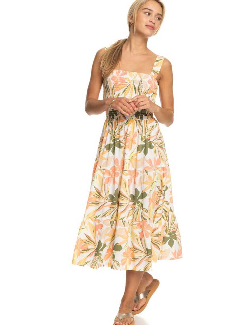 Peignoir Roxy Honeymoon Avenue Printed Midi Femme Blanche | 320615ATX