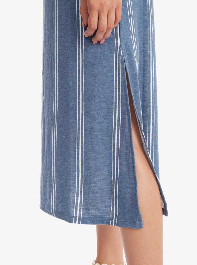 Peignoir Roxy Promised Land Lanières Midi Femme Bleu Stripes | 268453TZE