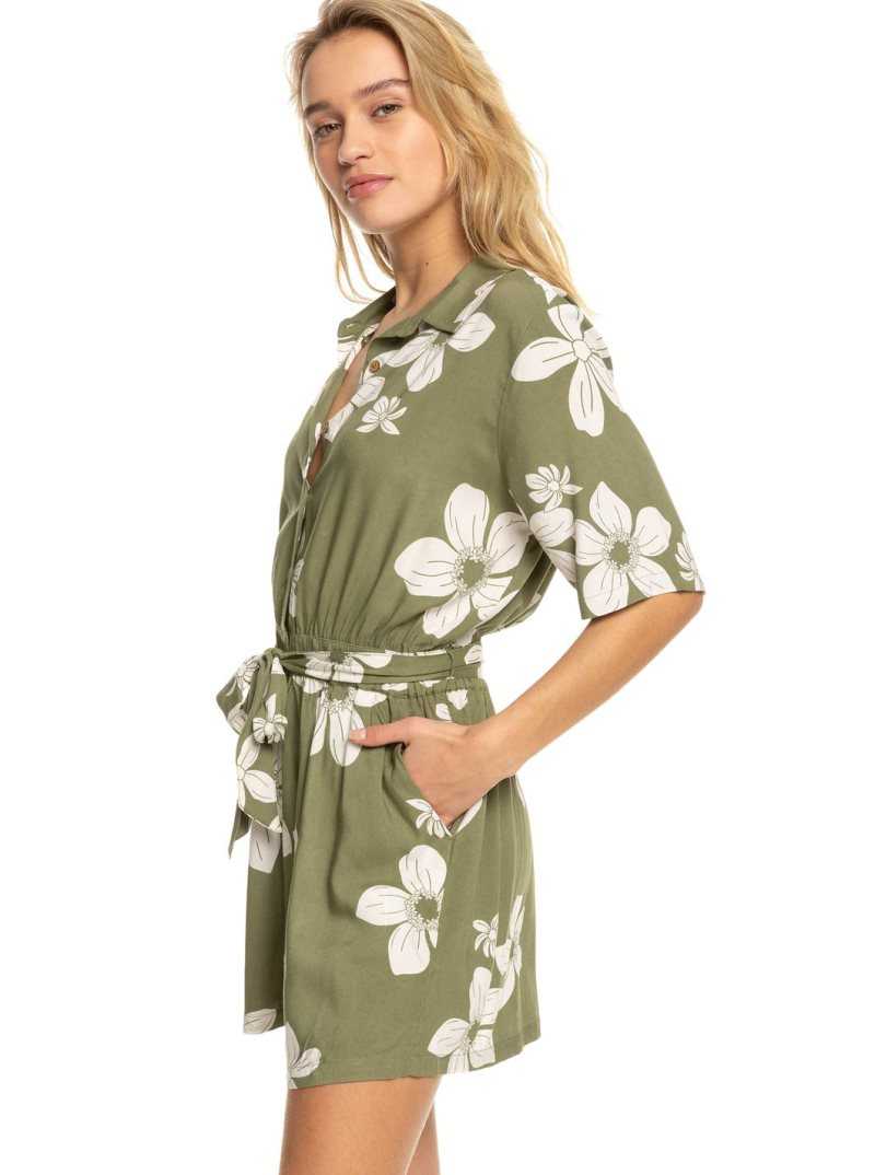 Peignoir Roxy Real Yesterday Romper Femme Vert Olive Vert | 746085KCH