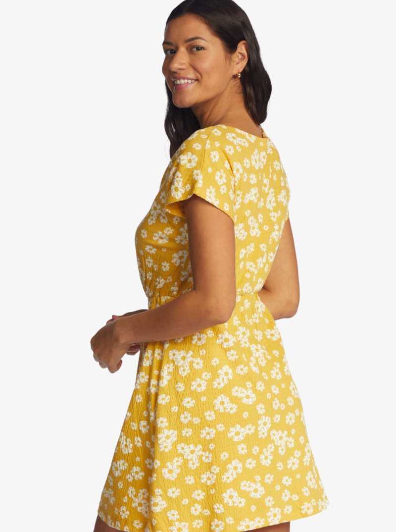 Peignoir Roxy Simple Thoughts Knit Mini Femme Jaune Fleur | 508316TMH