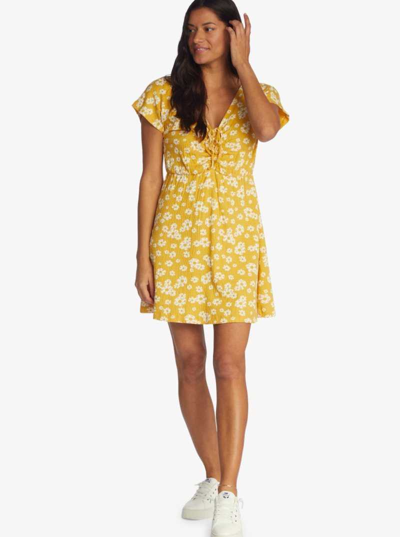 Peignoir Roxy Simple Thoughts Knit Mini Femme Jaune Fleur | 508316TMH