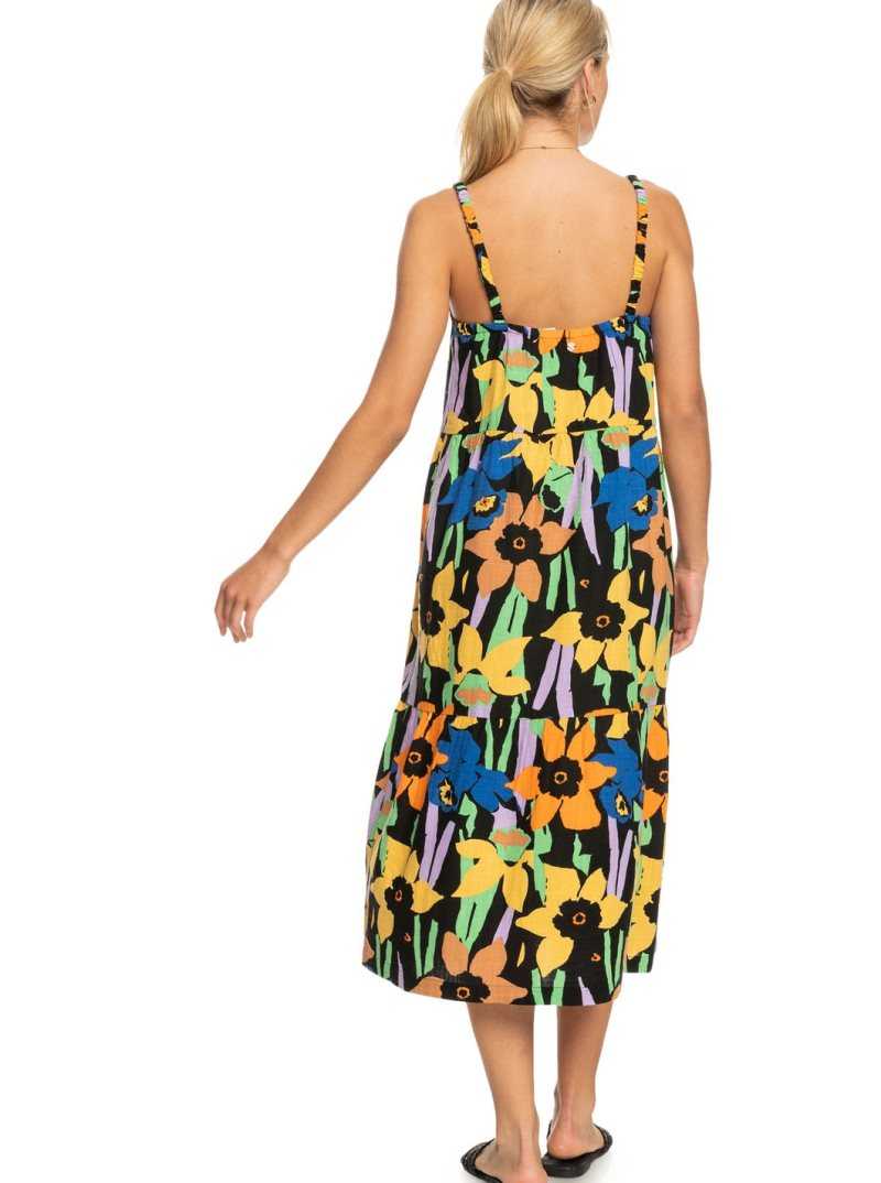 Peignoir Roxy Waiting Line Printed Midi Femme Grise Foncé Fleur | 145068UMY