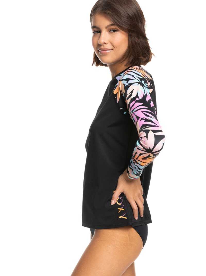 Rashguards Roxy Active Top Active UPF 50 Long Sleeve Femme Grise Foncé Vert | 825760UQS