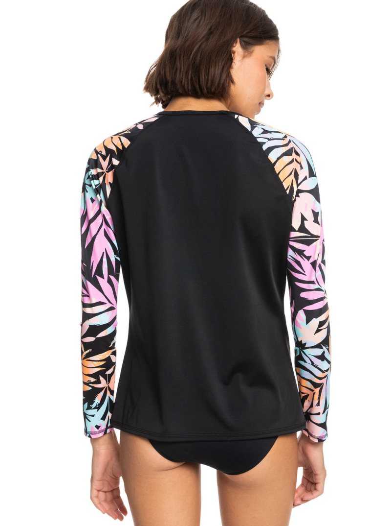Rashguards Roxy Active Top Active UPF 50 Long Sleeve Femme Grise Foncé Vert | 825760UQS
