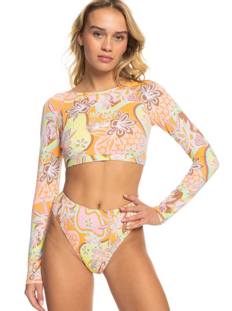 Rashguards Roxy Delic Long Sleeve Cropped Femme Orange | 056739EMB