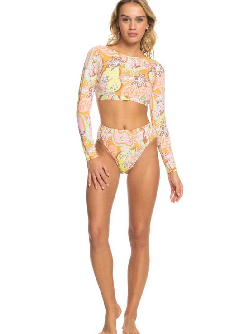 Rashguards Roxy Delic Long Sleeve Cropped Femme Orange | 056739EMB