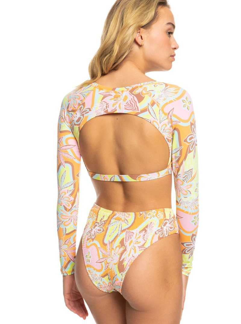 Rashguards Roxy Delic Long Sleeve Cropped Femme Orange | 056739EMB
