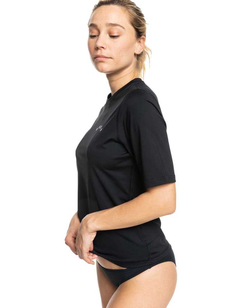 Rashguards Roxy Enjoy Waves Corta Sleeve UPF 50 Femme Grise Foncé | 358604LTZ