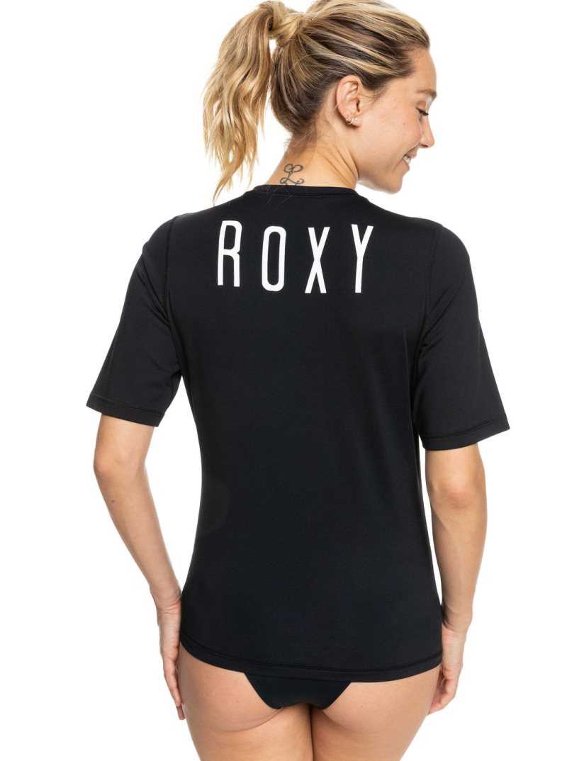 Rashguards Roxy Enjoy Waves Corta Sleeve UPF 50 Femme Grise Foncé | 358604LTZ