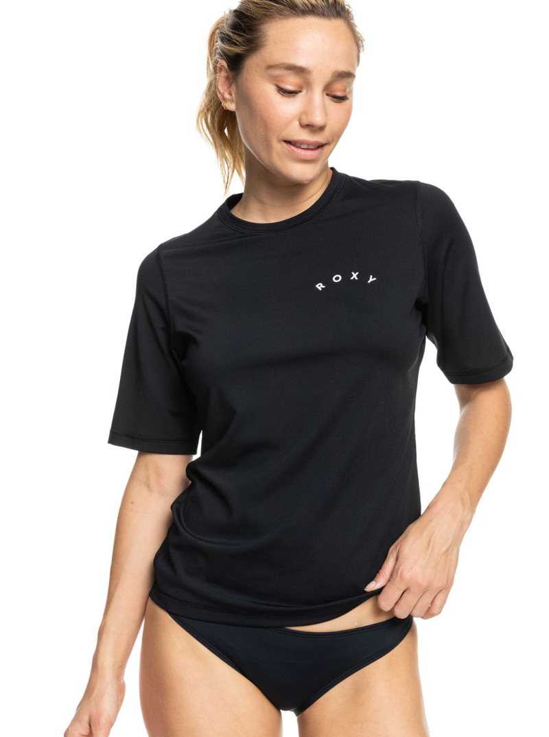 Rashguards Roxy Enjoy Waves Corta Sleeve UPF 50 Femme Grise Foncé | 358604LTZ