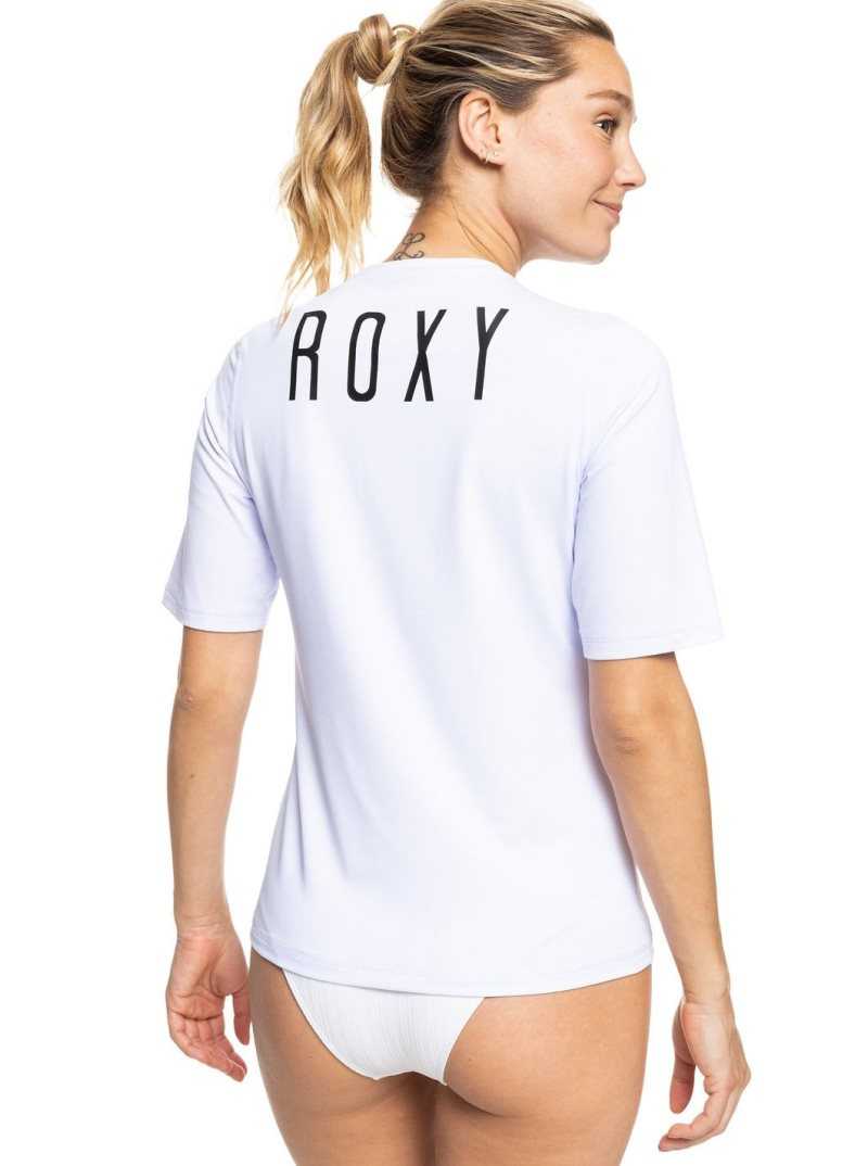Rashguards Roxy Enjoy Waves Corta Sleeve UPF 50 Femme Blanche | 412906DNF