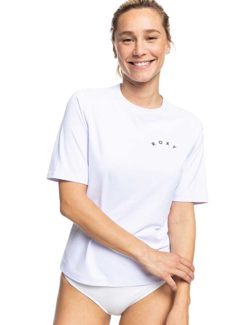 Rashguards Roxy Enjoy Waves Corta Sleeve UPF 50 Femme Blanche | 412906DNF