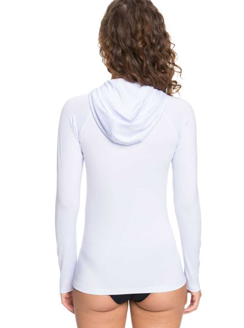 Rashguards Roxy Essentials Encapuchonné UPF 50 Long Sleeve Femme Blanche | 523681JFW