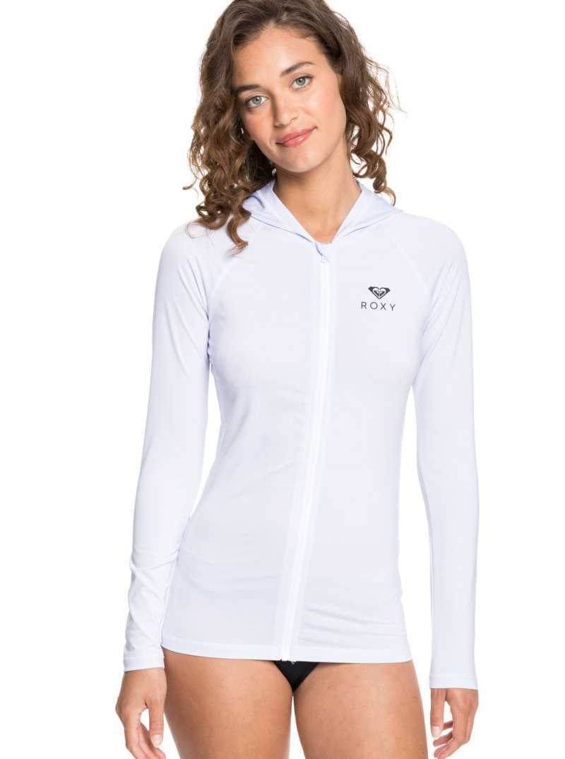 Rashguards Roxy Essentials Encapuchonné UPF 50 Long Sleeve Femme Blanche | 523681JFW