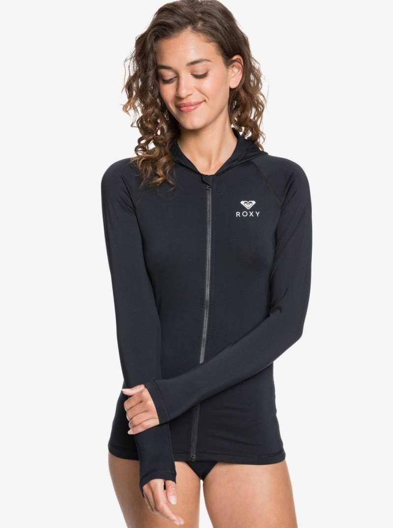 Rashguards Roxy Essentials Encapuchonné UPF 50 Long Sleeve Femme Grise Foncé | 962450KBZ