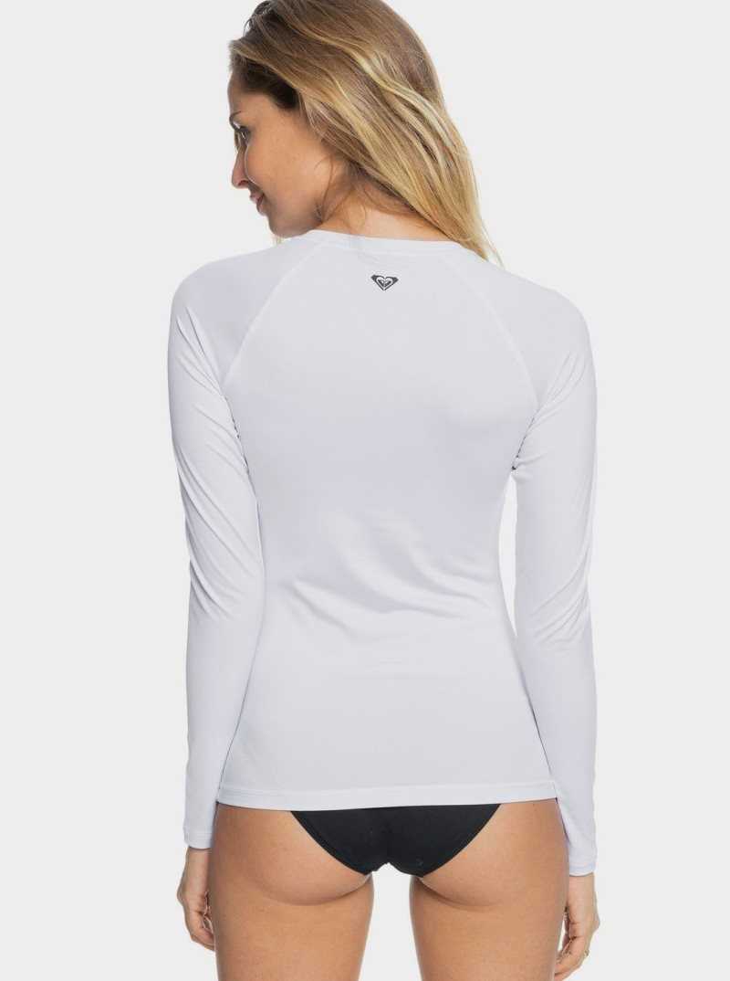 Rashguards Roxy Essentials UPF 50 Long Sleeve Front Zip Femme Blanche | 639240SLN
