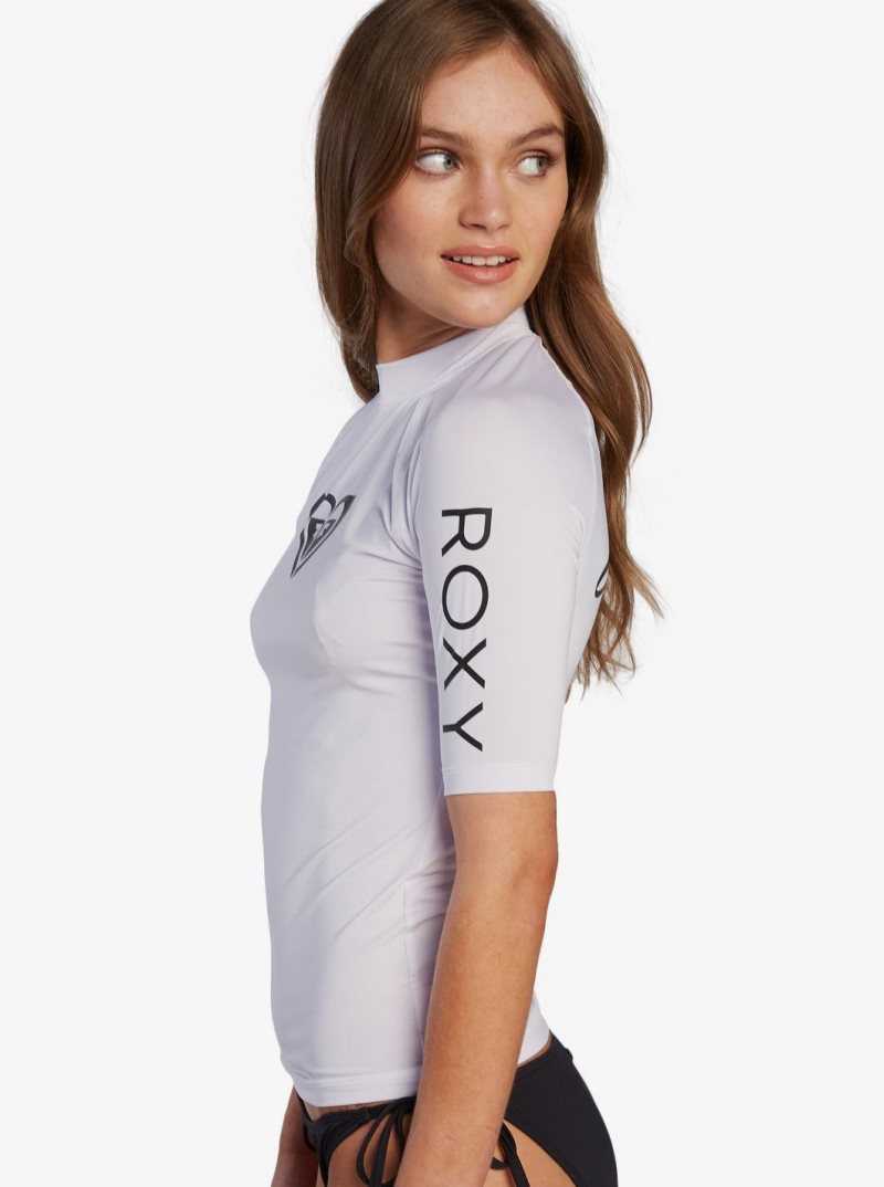 Rashguards Roxy Florida Whole Hearted Corta Sleeve UPF 50 Femme Bleu Clair | 817490LAW