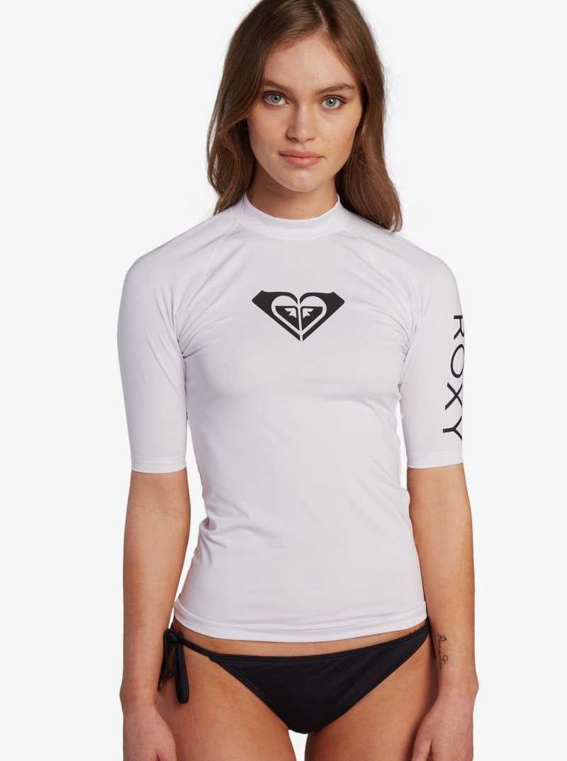 Rashguards Roxy Florida Whole Hearted Corta Sleeve UPF 50 Femme Bleu Clair | 817490LAW
