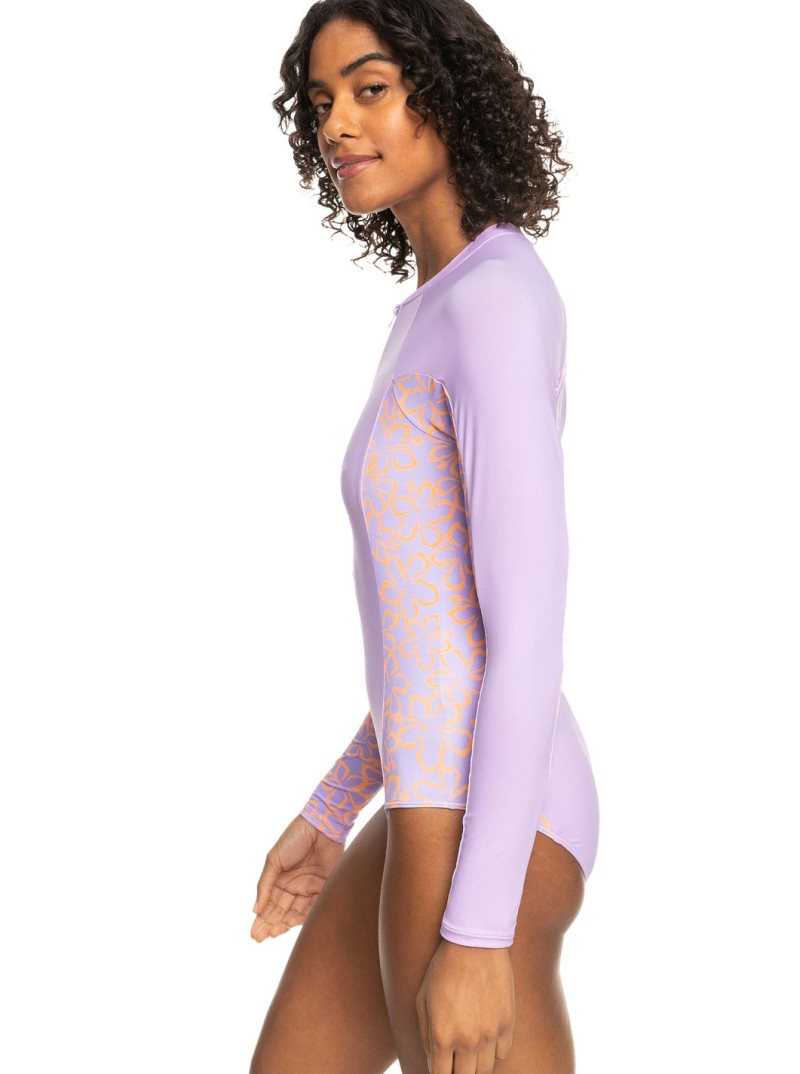 Rashguards Roxy Onesie Long Sleeve Swimsuit Femme Violette Rose | 024879LAQ