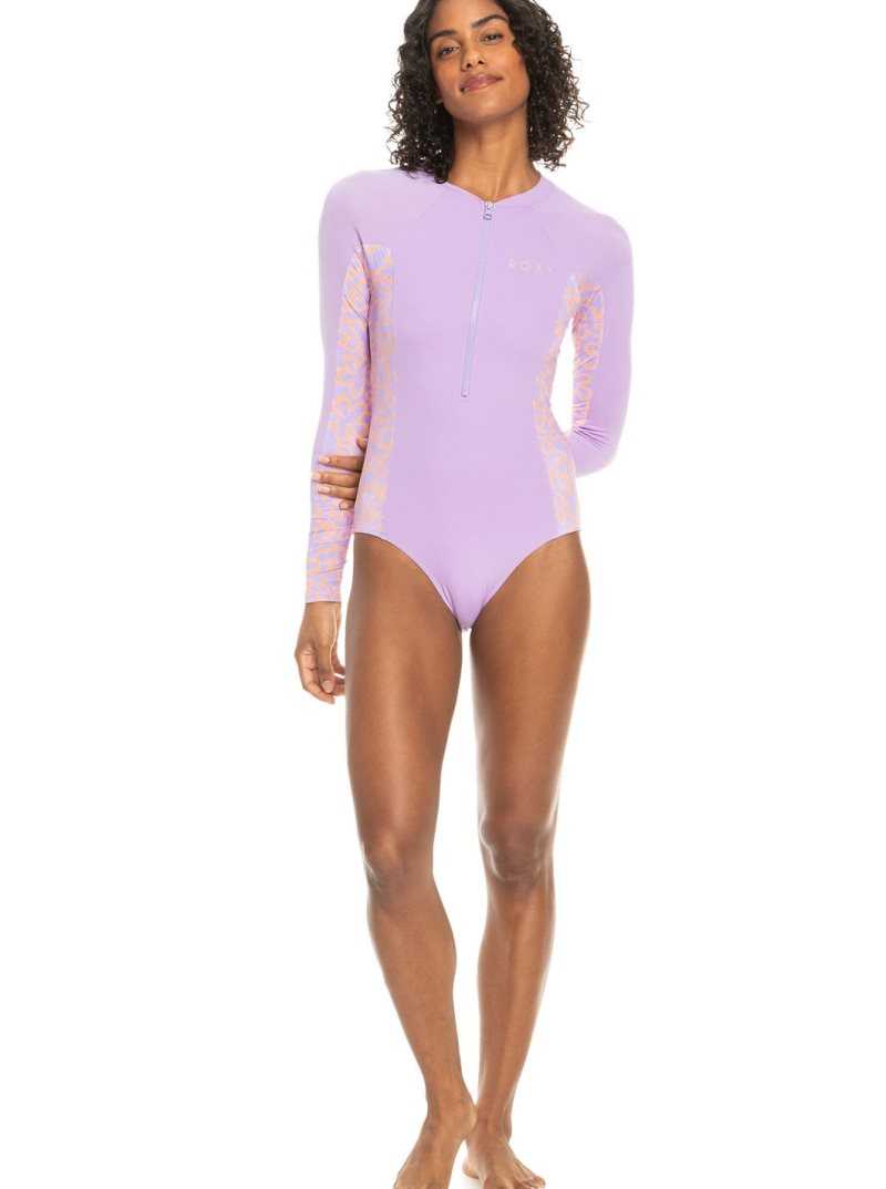 Rashguards Roxy Onesie Long Sleeve Swimsuit Femme Violette Rose | 024879LAQ