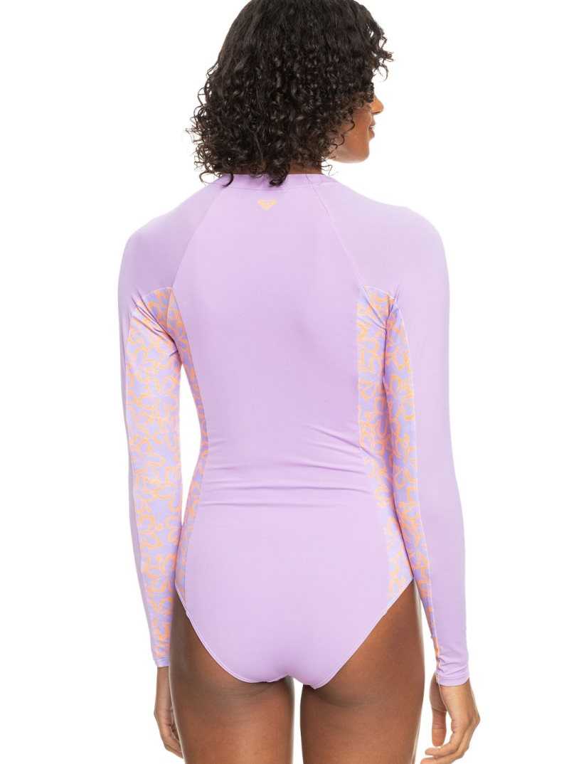 Rashguards Roxy Onesie Long Sleeve Swimsuit Femme Violette Rose | 024879LAQ