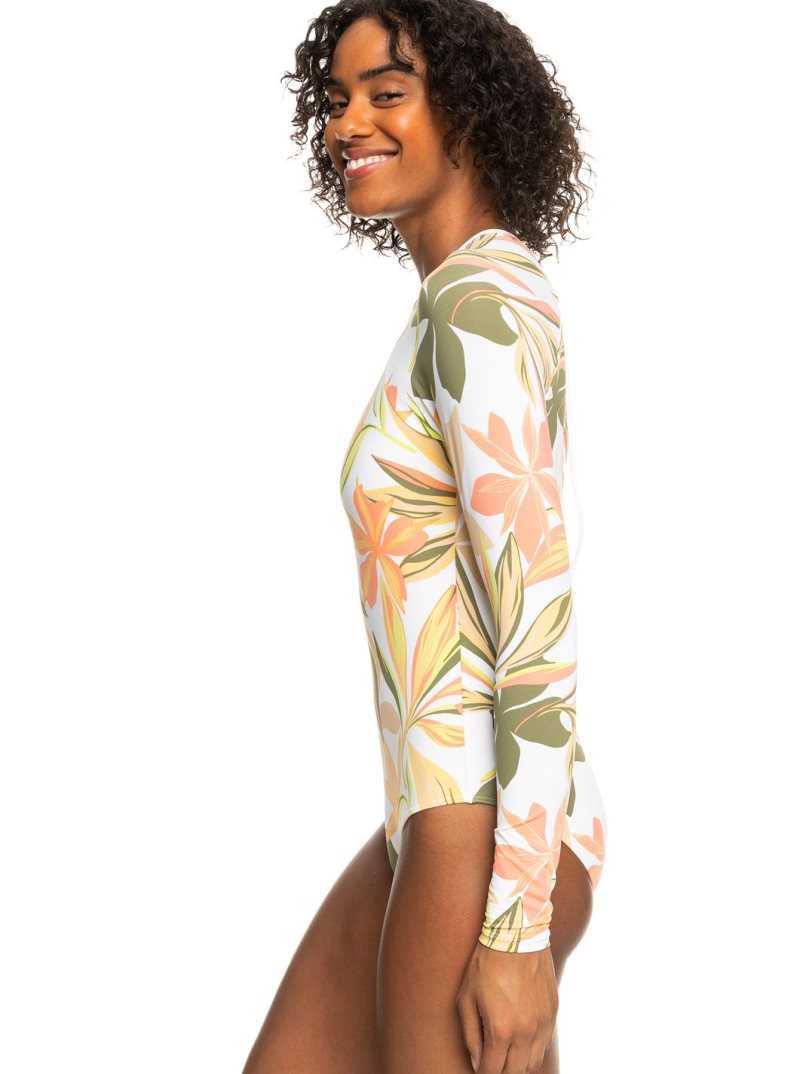 Rashguards Roxy Onesie Long Sleeve Swimsuit Femme Blanche | 891457NIQ