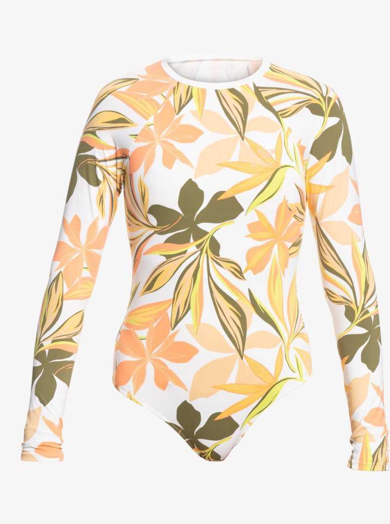 Rashguards Roxy Onesie Long Sleeve Swimsuit Femme Blanche | 891457NIQ