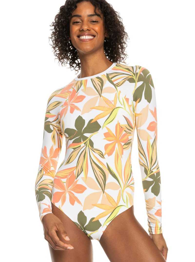 Rashguards Roxy Onesie Long Sleeve Swimsuit Femme Blanche | 891457NIQ
