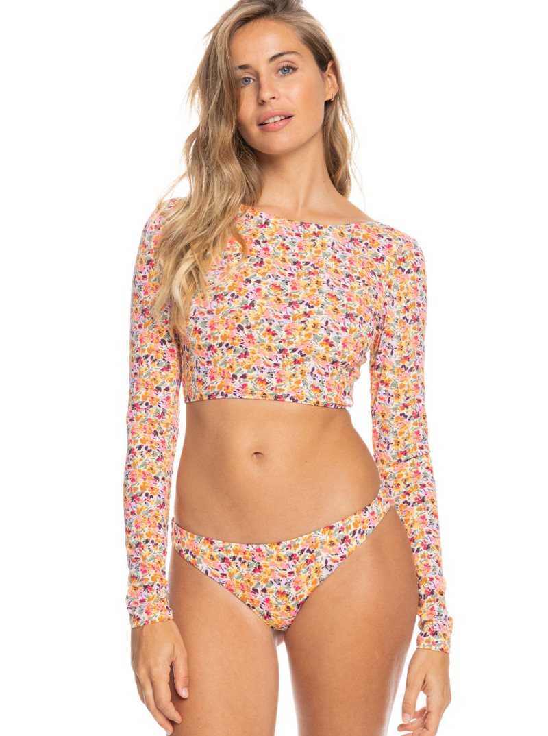 Rashguards Roxy Printed Beach Classics Cropped Long Sleeve Femme Rose | 634501SVE