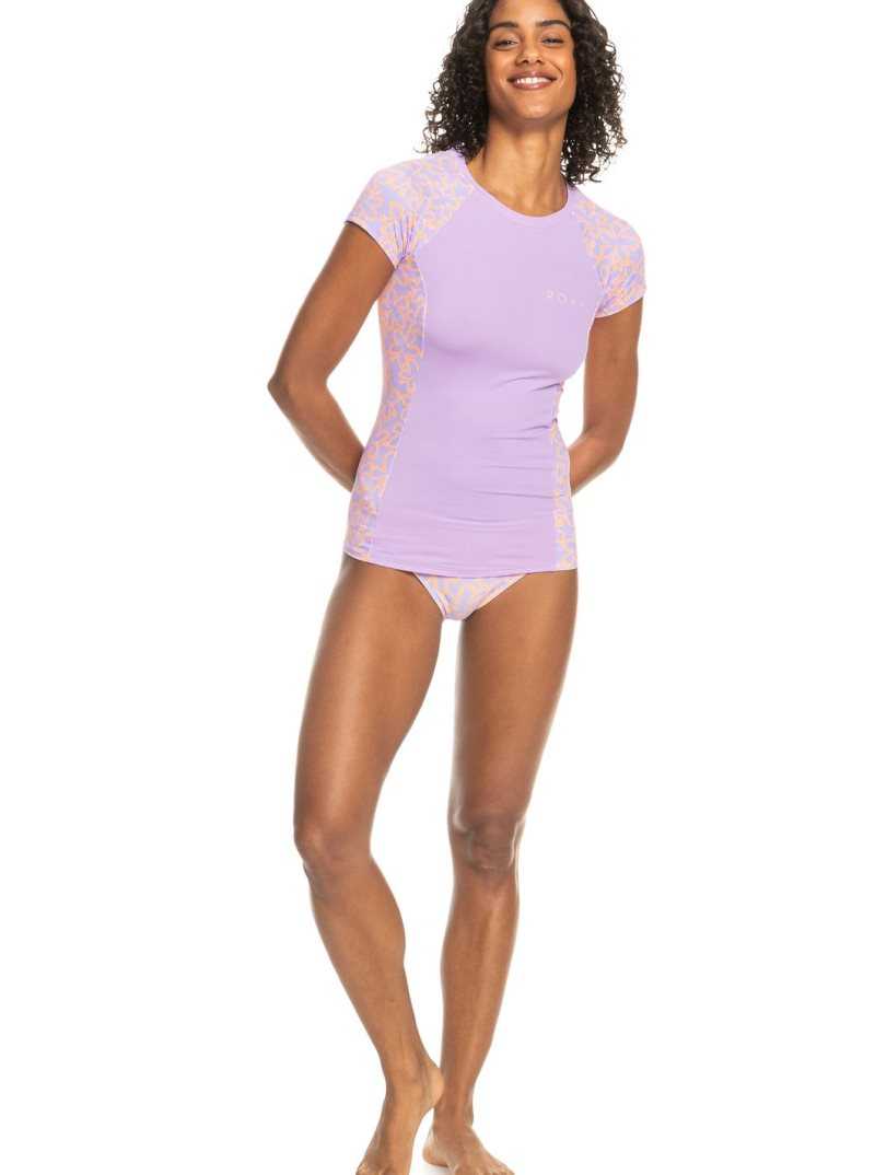 Rashguards Roxy Printed Corta Sleeve Zip-Up Femme Orange | 670458HES