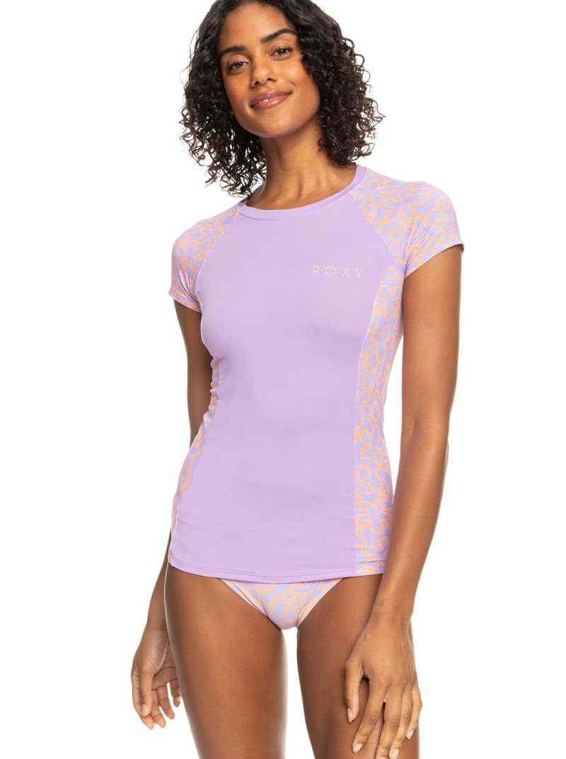Rashguards Roxy Printed Corta Sleeve Zip-Up Femme Orange | 670458HES