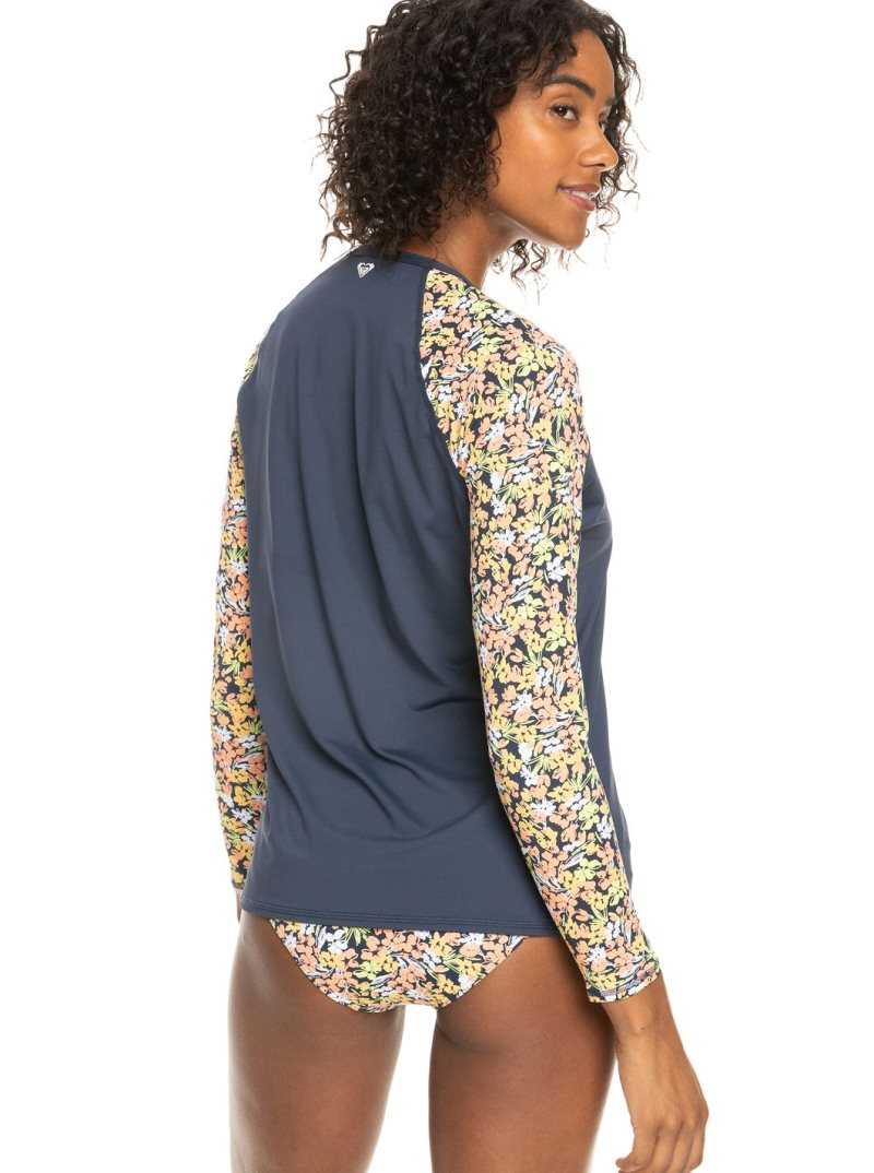 Rashguards Roxy Printed UPF 50 Long Sleeve Front Zip Femme Indigo | 041926UZT