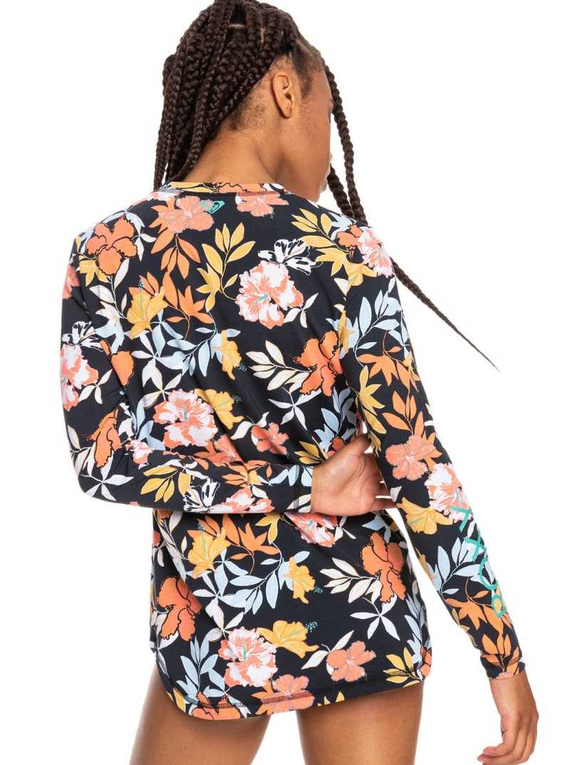 Rashguards Roxy Sea Skippin' Long Sleeve UPF 50 Femme Grise Foncé | 690387KHE