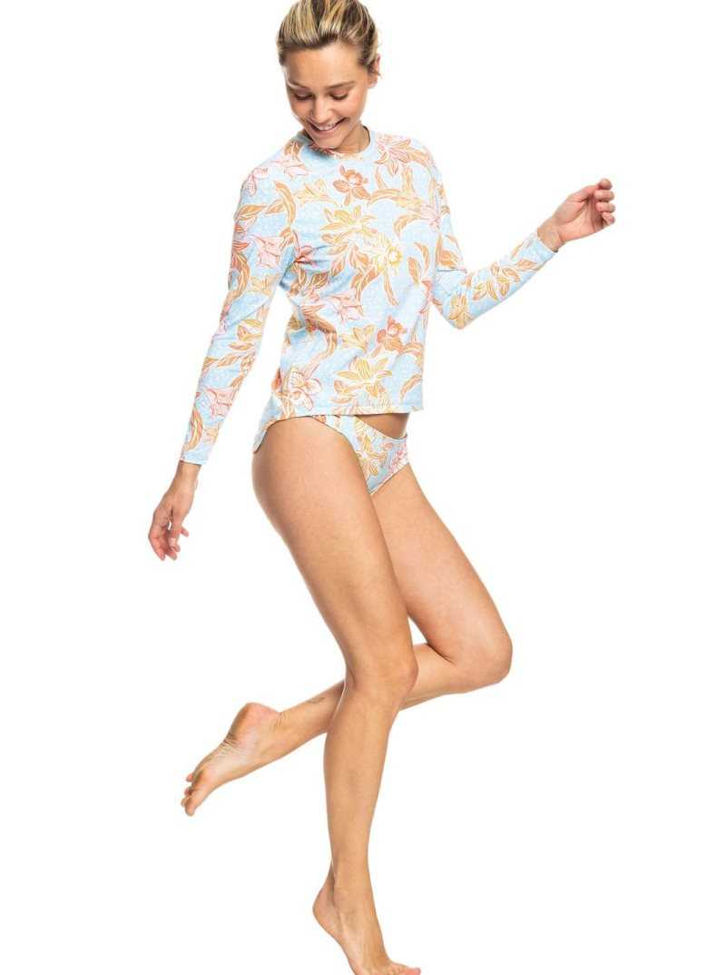 Rashguards Roxy Sea Skippin' Long Sleeve UPF 50 Femme Bleu | 840297CRI