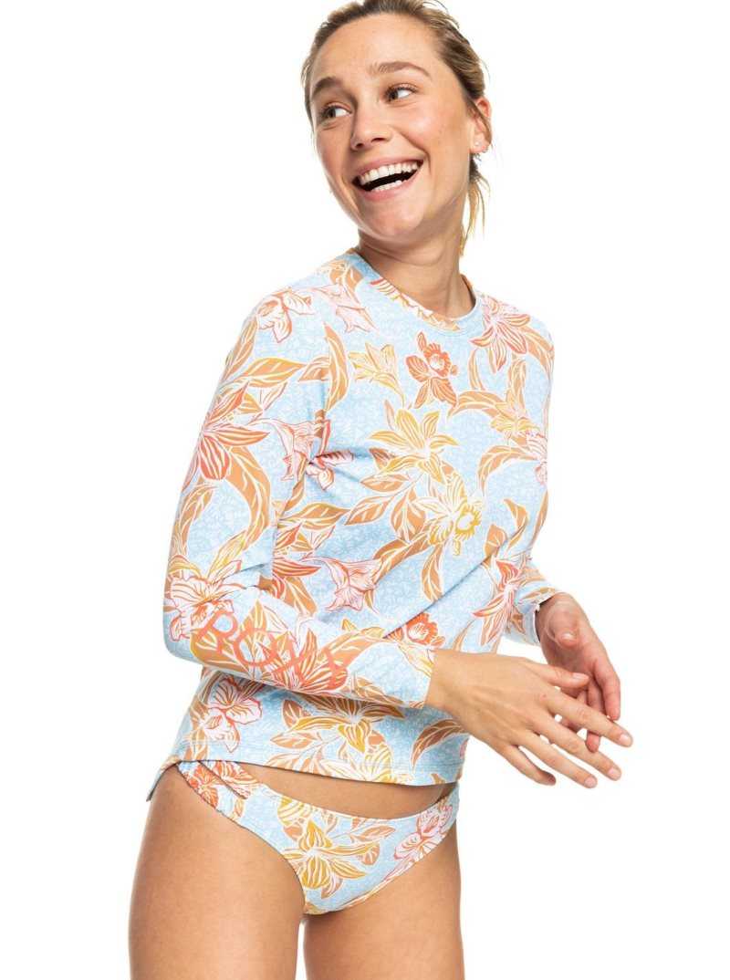 Rashguards Roxy Sea Skippin\' Long Sleeve UPF 50 Femme Bleu | 840297CRI