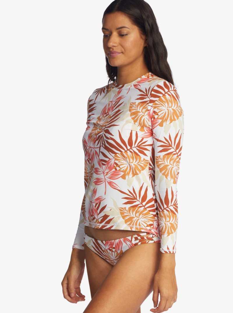 Rashguards Roxy Sea Skippin Long Sleeve UPF 50 Femme Blanche | 418796GIJ