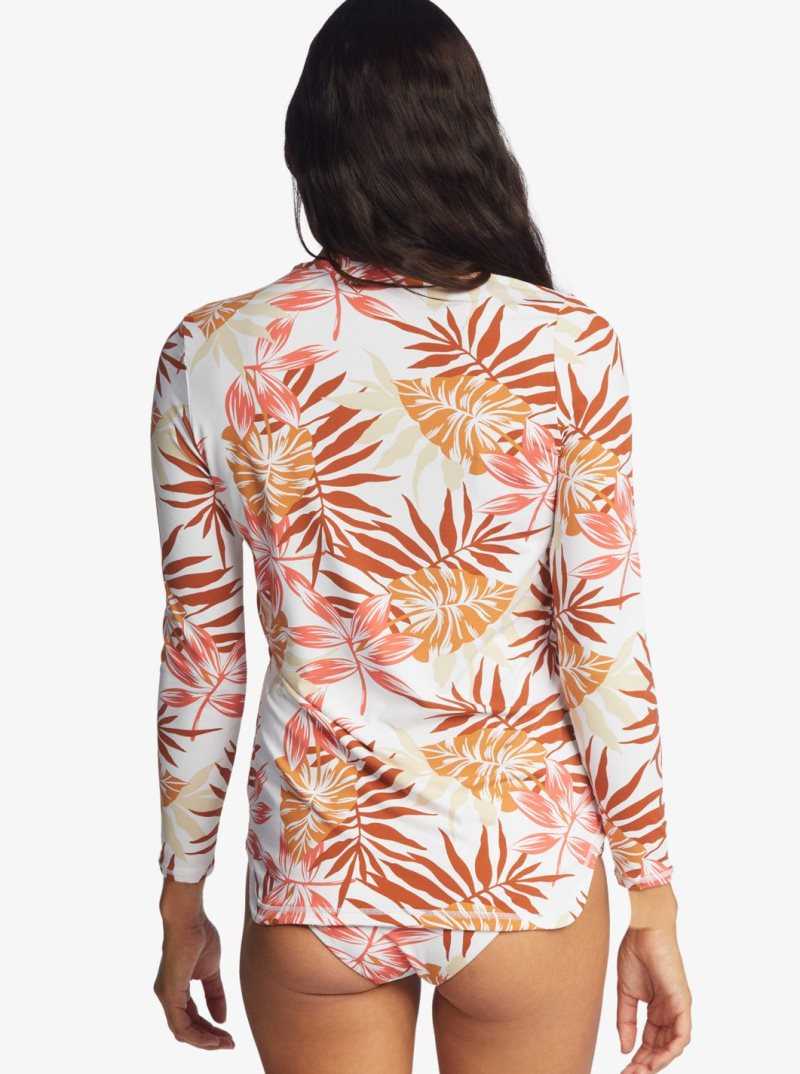 Rashguards Roxy Sea Skippin Long Sleeve UPF 50 Femme Blanche | 418796GIJ