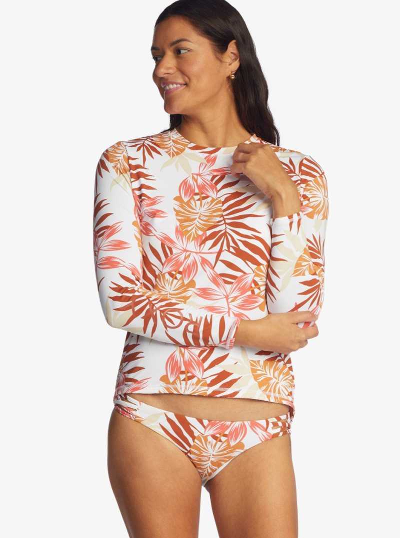 Rashguards Roxy Sea Skippin Long Sleeve UPF 50 Femme Blanche | 418796GIJ