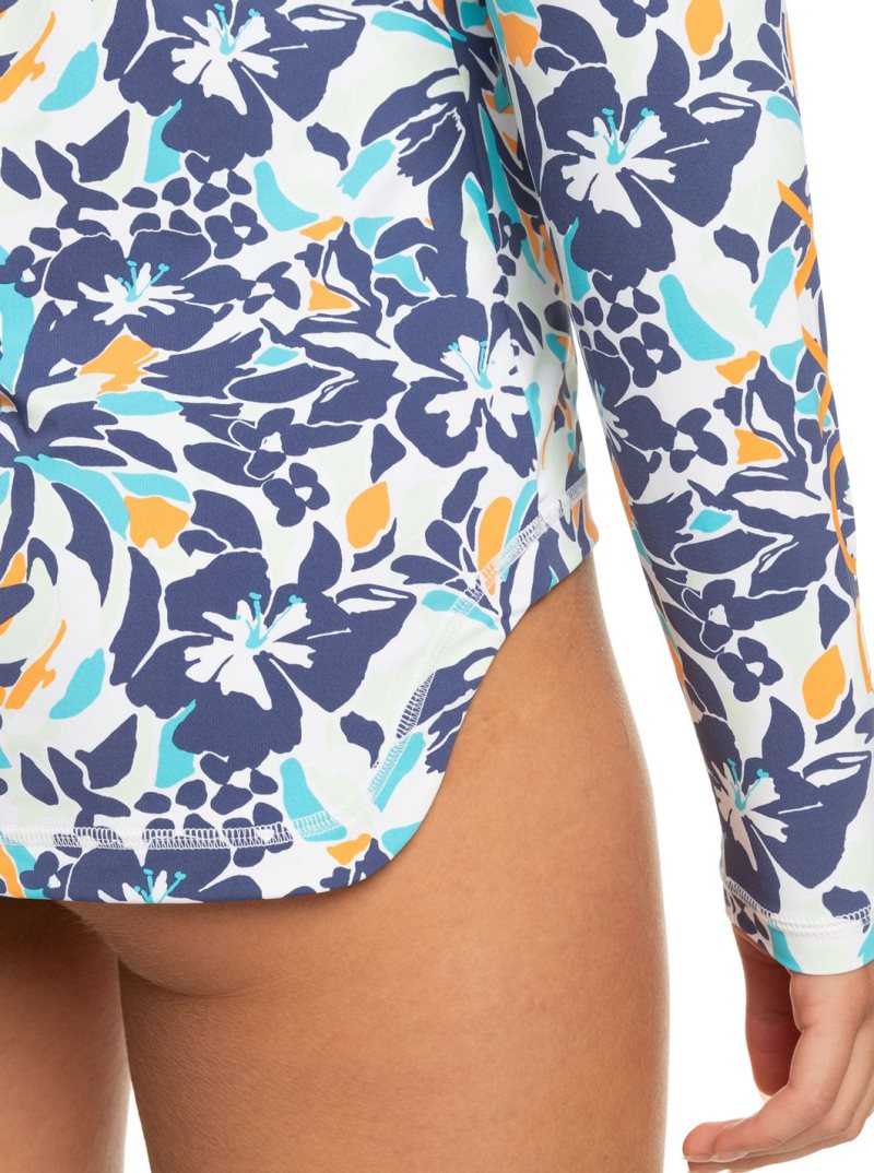 Rashguards Roxy Sea Skippin Long Sleeve UPF 50 Femme Bleu | 870521FKU