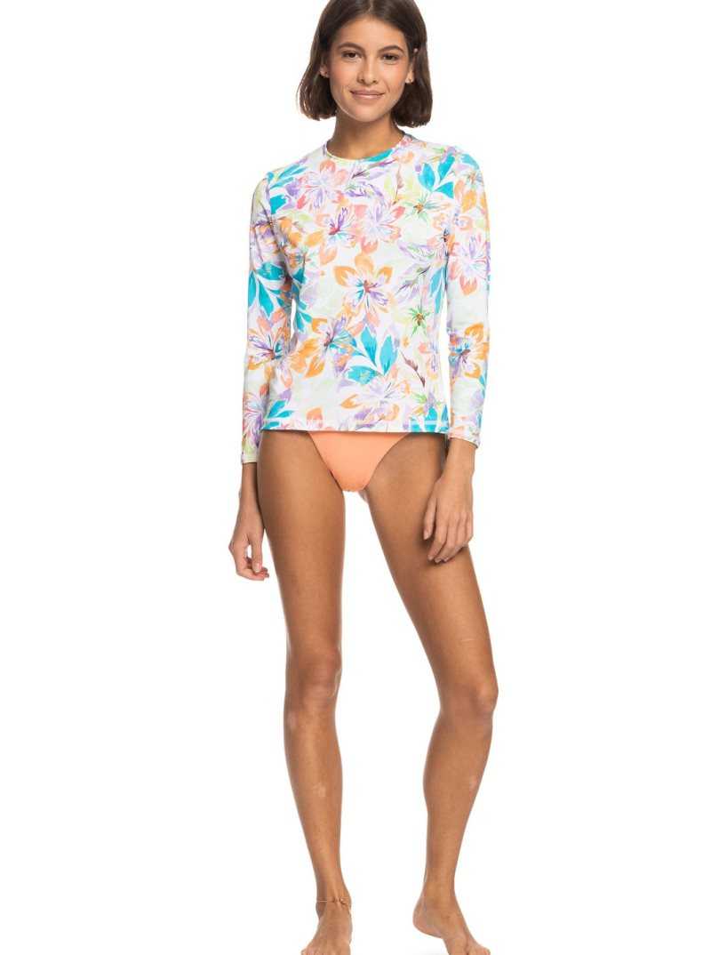 Rashguards Roxy Sea Skippin UPF 50 Long Sleeve Femme Blanche | 169758RTZ