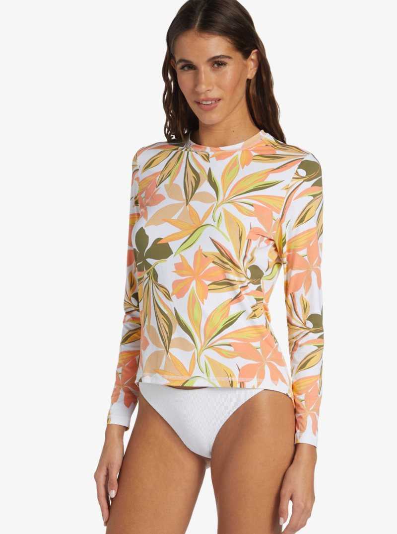 Rashguards Roxy Sea Skippin UPF 50 Long Sleeve Femme Blanche | 315274ERX