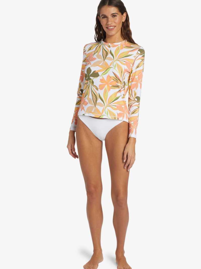 Rashguards Roxy Sea Skippin UPF 50 Long Sleeve Femme Blanche | 315274ERX