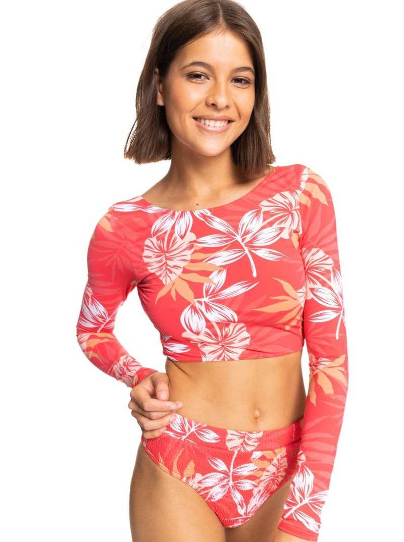 Rashguards Roxy Seaside Tropics Cropped Long Sleeve UPF 50 Femme | 670483QHJ