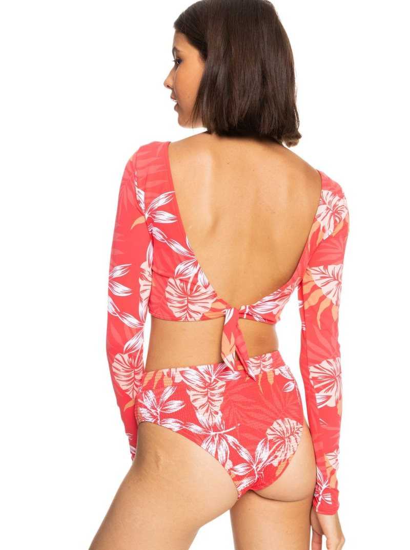 Rashguards Roxy Seaside Tropics Cropped Long Sleeve UPF 50 Femme | 670483QHJ