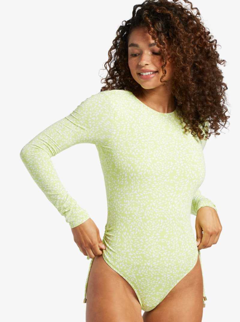 Rashguards Roxy Sunrise Tides UPF 50 Long Sleeve Swimsuit Femme Vert | 085726HRU