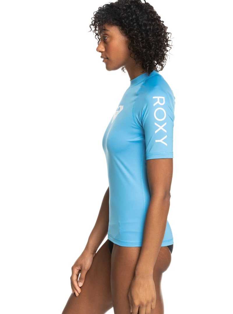 Rashguards Roxy Whole Hearted Corta Sleeve UPF 50 Femme Azur Bleu | 537062NJC