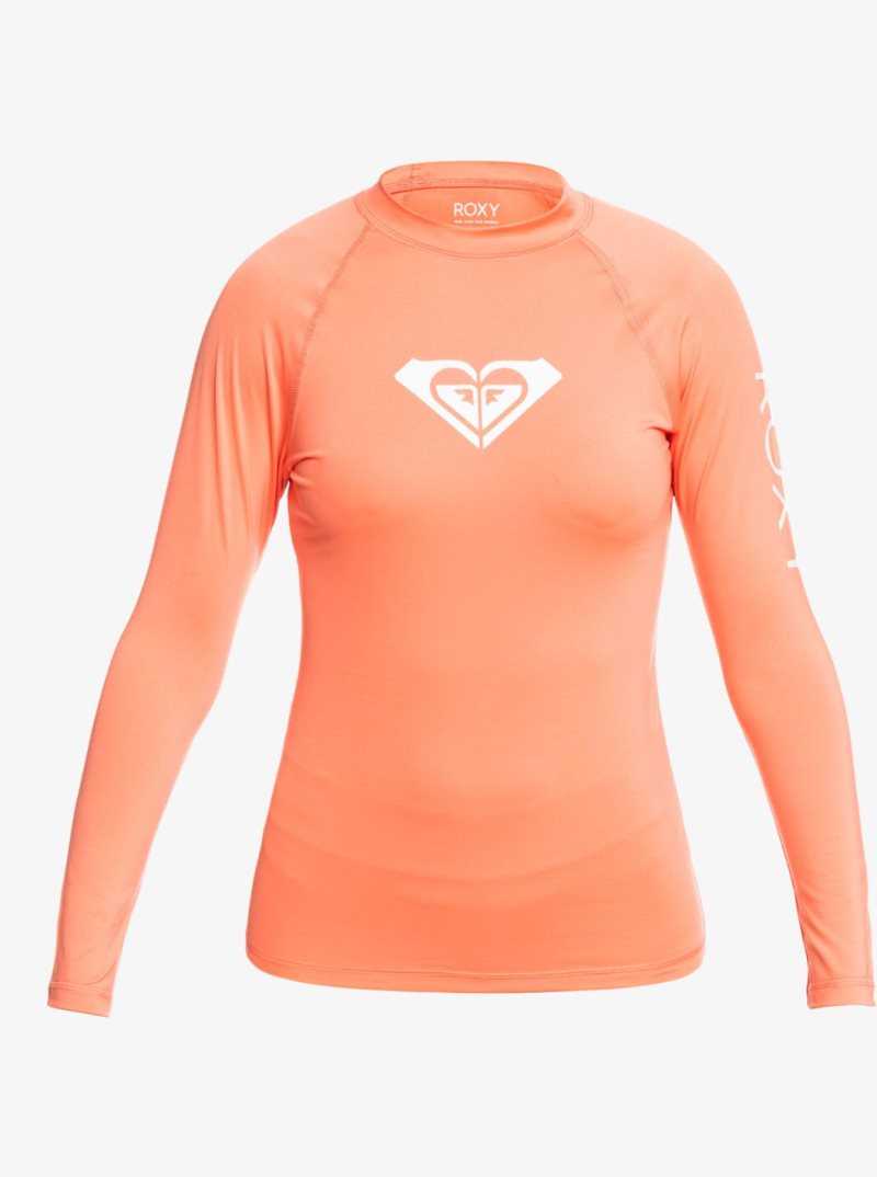 Rashguards Roxy Whole Hearted Long Sleeve UPF 50 Femme Corail | 417803FVE