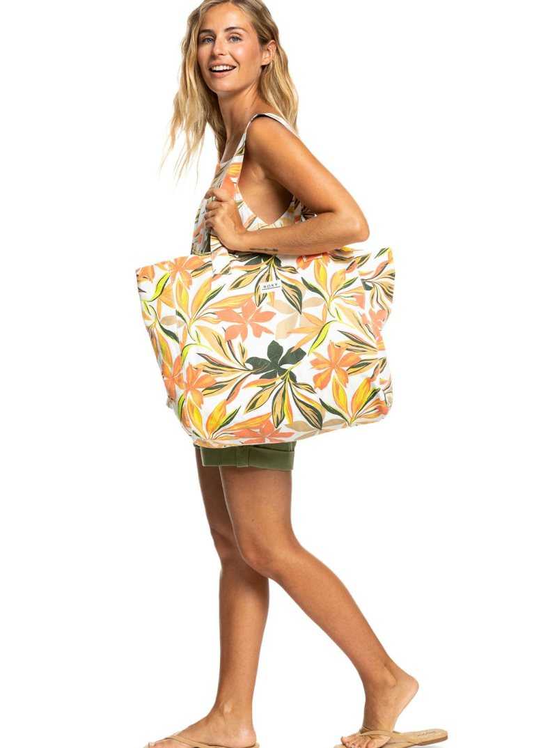 Sac À Main Roxy Anti Bad Vibes Printed Large Tote Bag Femme Blanche | 620493RCD